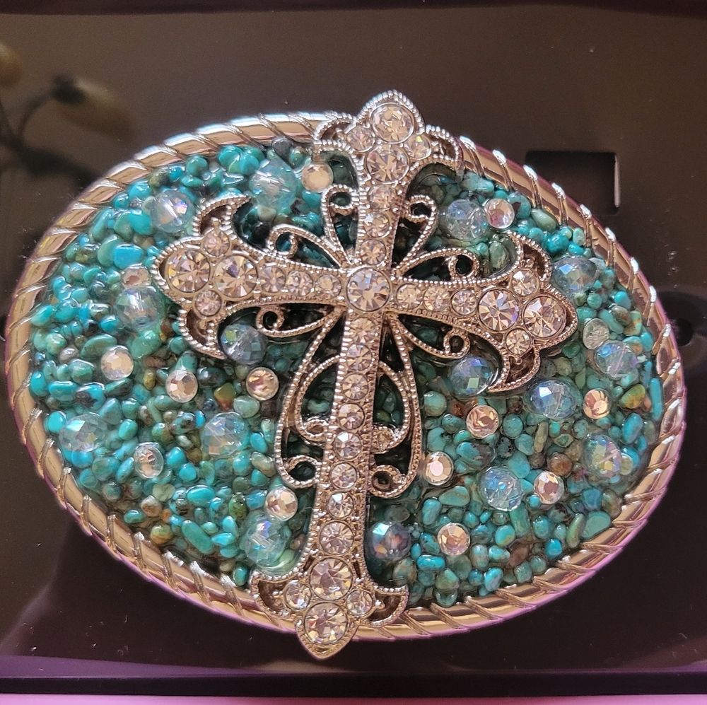 Turquoise Cross Belt Buckle